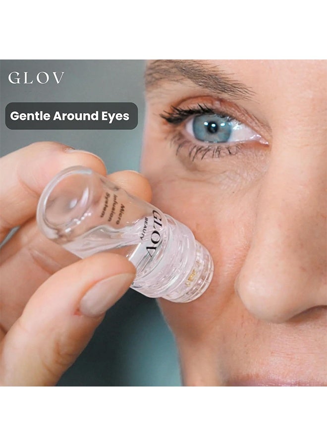 GLOV Microneedle Infusion Anti-Aging Solution, Micro Infusion System - 0.25mm 24k Gold Cosmetic Facial Stamp with Hyaluronic Acid & Peptide Serum Ampoules - At-Home Hydrating & Plumping Glow Kit for Face & Lips,6x5ml with 2 Microneedles - Image 4